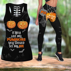 Halloween Black Bat Trousers Sleeveless Top Digital Printing Casual Suit Home Clothes