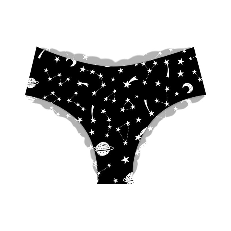Printed Mid-Low Waist Seamless Sexy Panties