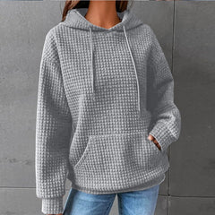 Solid Color Printed Long Sleeve Hooded Casual Pullover