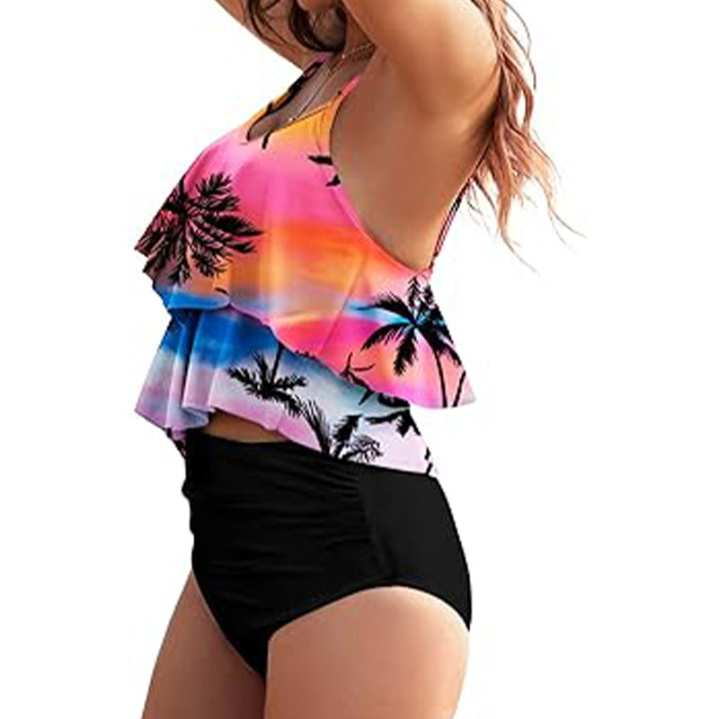 Coconut Tree Print Bikini Set