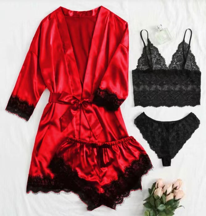 Lace Camisole Nightgown/nightgown 4-Piece Nightgown Set