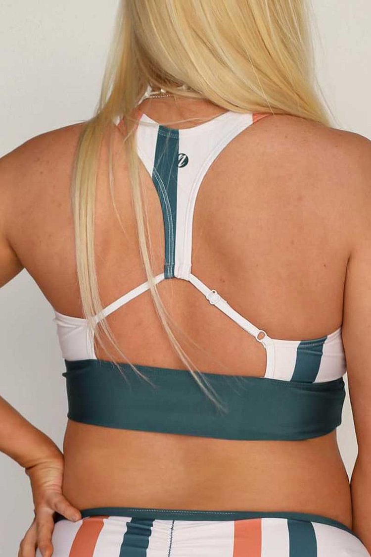 High-Waist Bison Stripe Point Break Crop Bikini Set