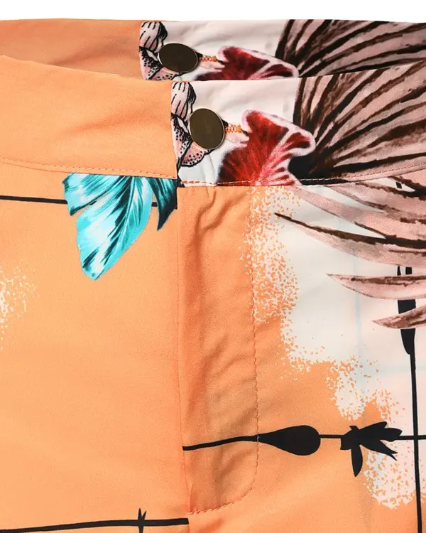 Tropical Print Spaghetti Strap Crop Top & Shorts Sets