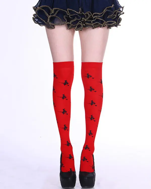 1Pair Halloween Graphic Print Thigh-High Stockings