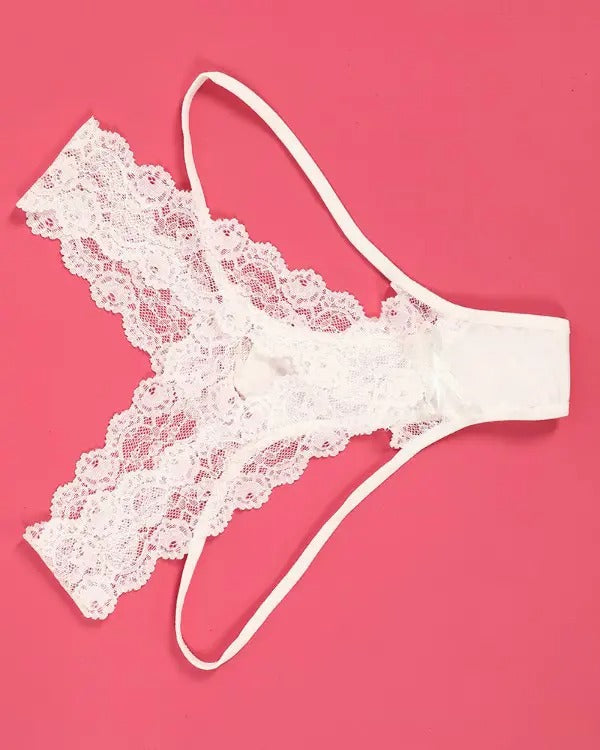 Cutout Contrast Lace Thong Panty