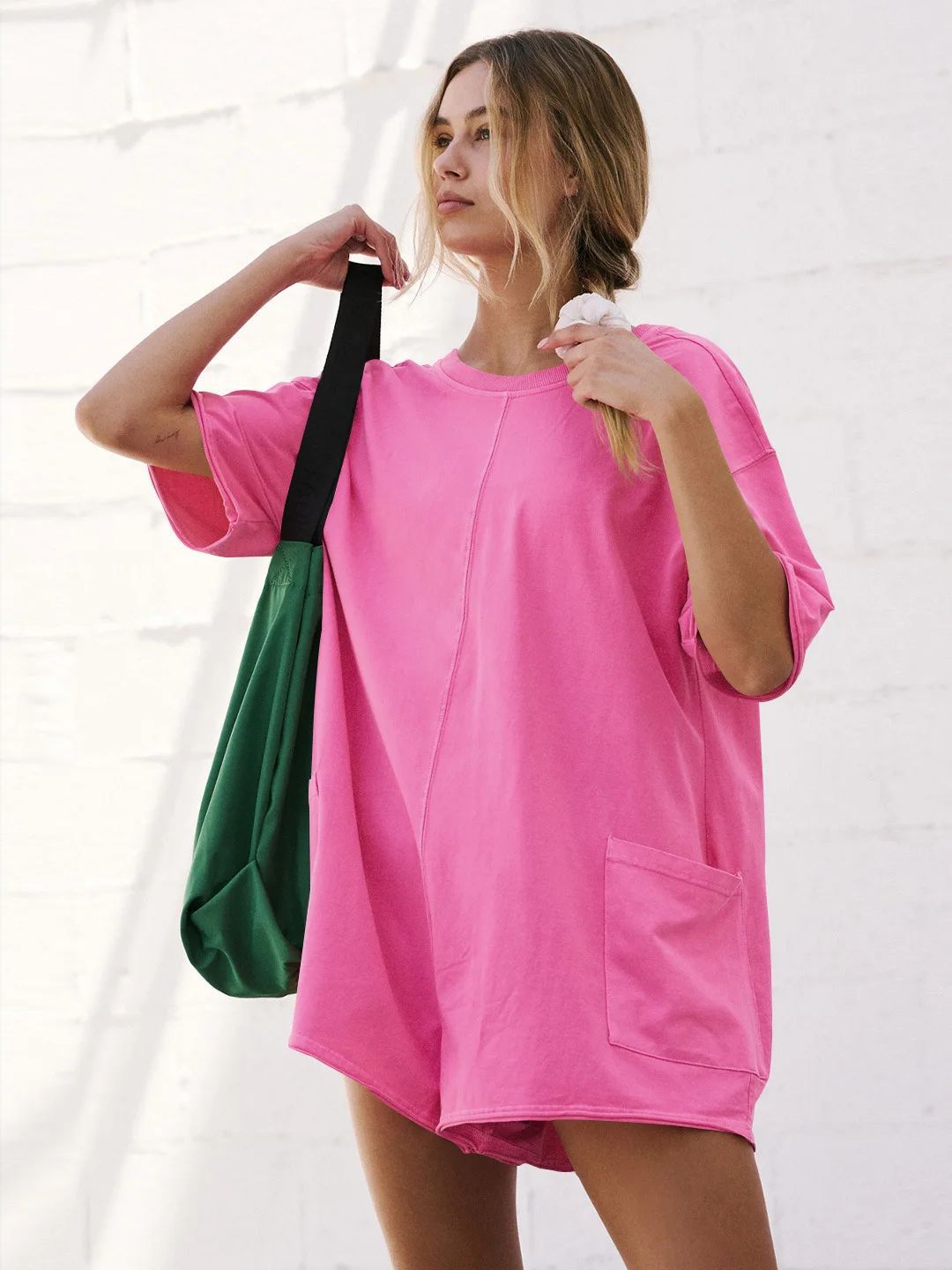 Loose Casual Short-Sleeved V-neck Backless Jumpsuit