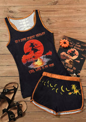 Halloween On A Dark Desert Highway Cool Wind In My Hair Tank And Shorts Pajamas Set - Black