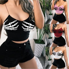 Devil's Claw Print Tube Top Camisole Close-Fitting Belly-Exposing Vest