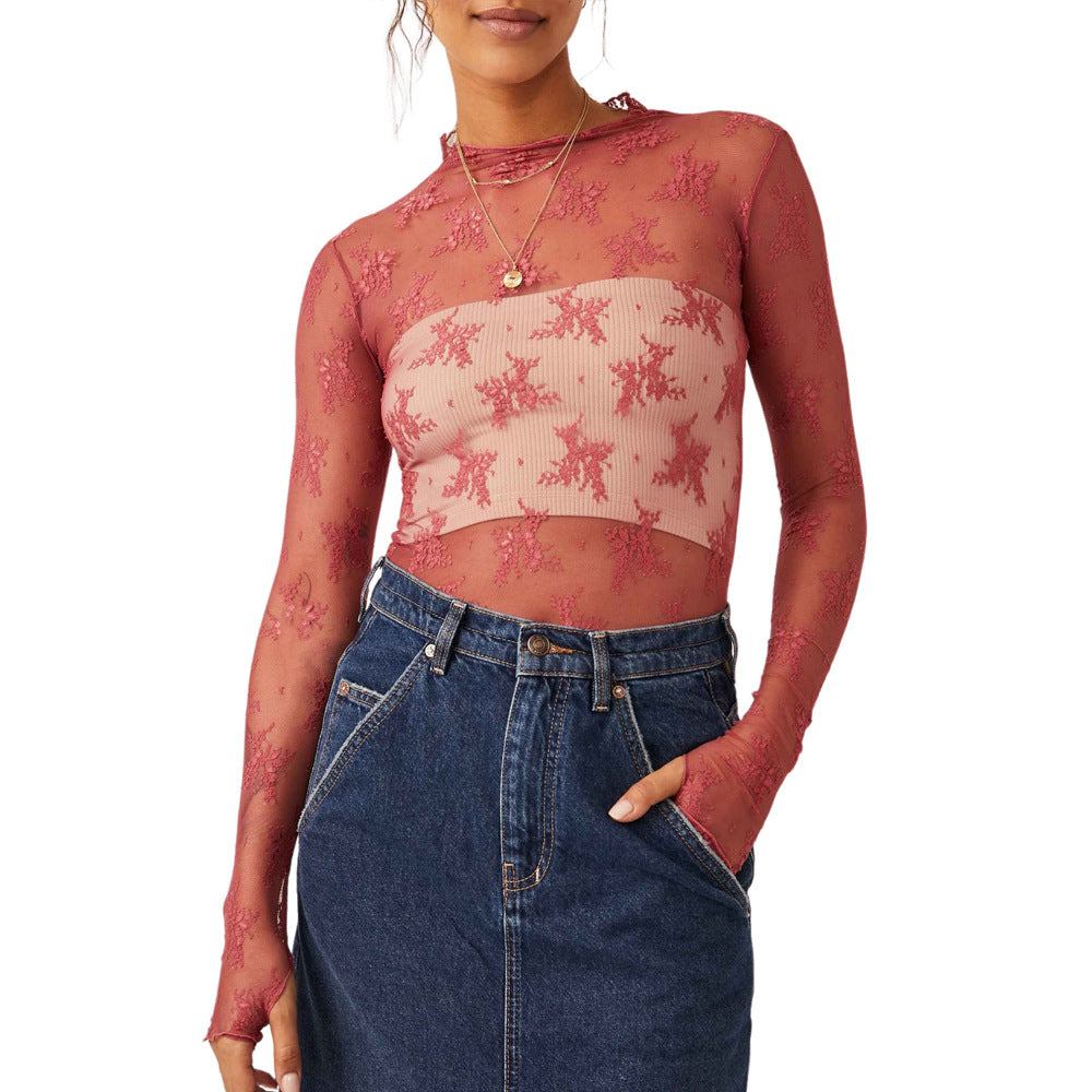 See-Through Lace Mesh Multi-Color Sexy T-shirt