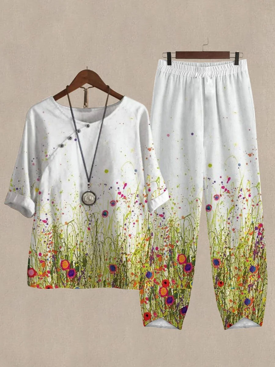 Print Top And Pants Two-piece Suits