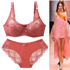 Ultra-Thin Transparent Plus-Size Lace Bra Set