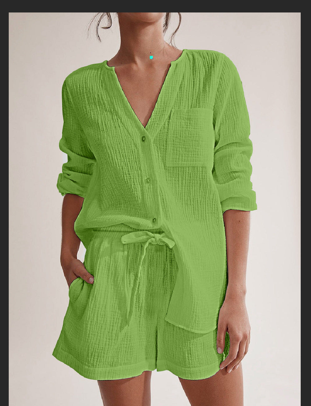 Solid Color Double Layer Gauze Cotton Fashion Suit
