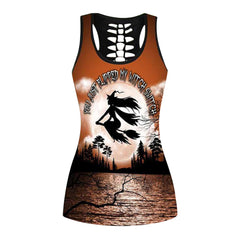 Halloween Orange Witch Trousers Sleeveless Top Digital Printing Casual Suit Home Clothes