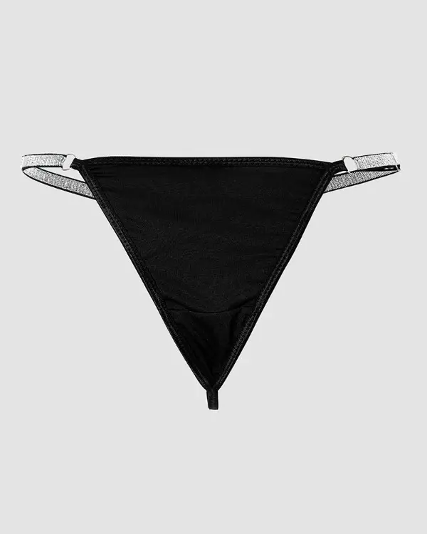 Rhinestone Chain Decor Thong Panty