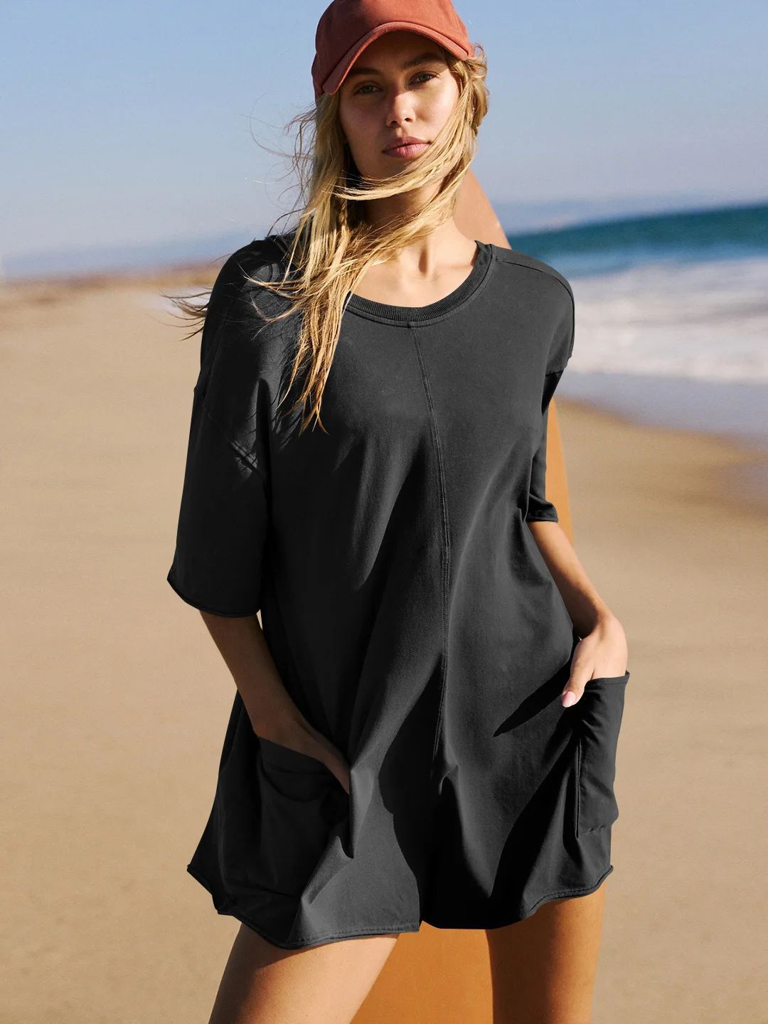 Loose Casual Short-Sleeved V-neck Backless Jumpsuit