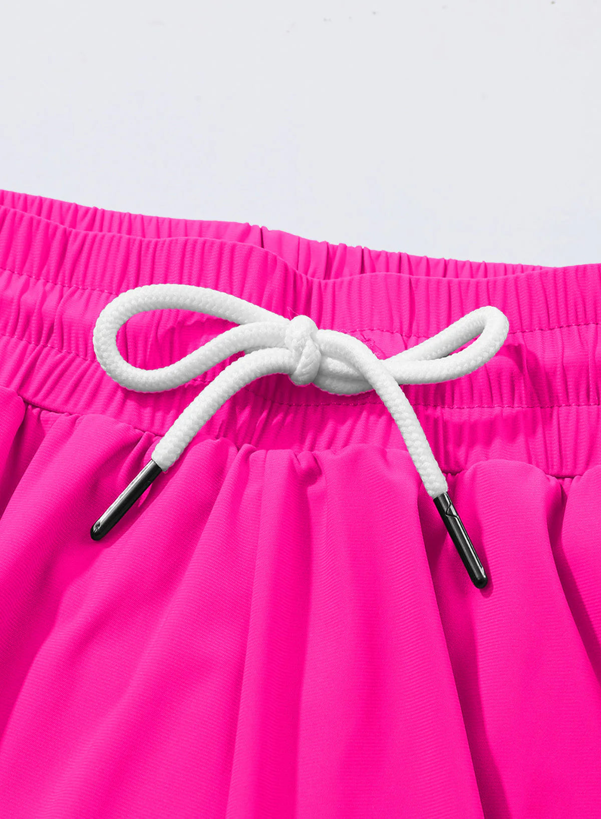 Pink Solid Color Simple Versatile High Waist Swim Short