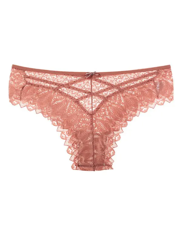 Bowknot Decor Crochet Lace Criss Cross Panty