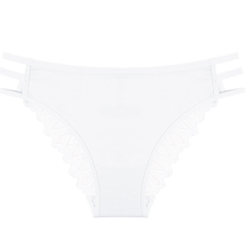 Sexy Low-Rise Panties With Lace Trim And Cotton Fabric