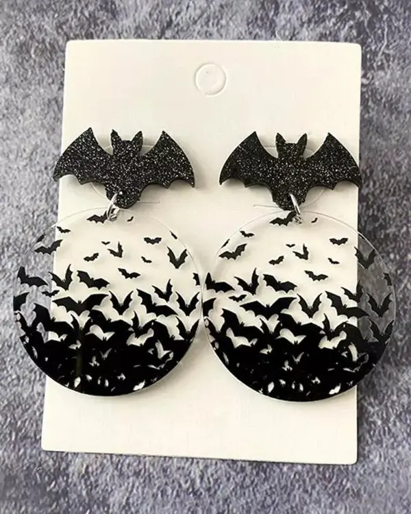 1Pair Halloween Bat Dangle Drop Earrings