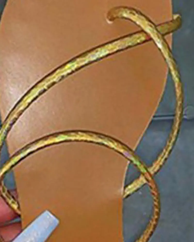 Toe Ring Colorblock Flat Sandals