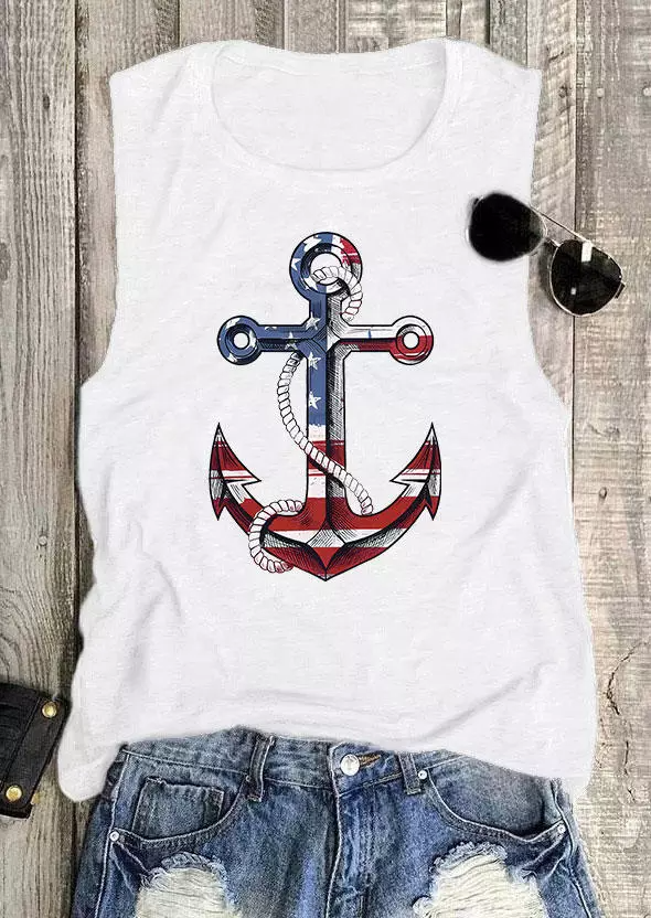 Anchor American Flag O-Neck Tank