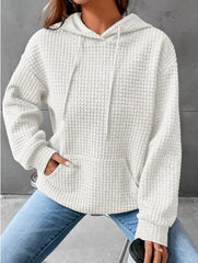 Solid Color Printed Long Sleeve Hooded Casual Pullover