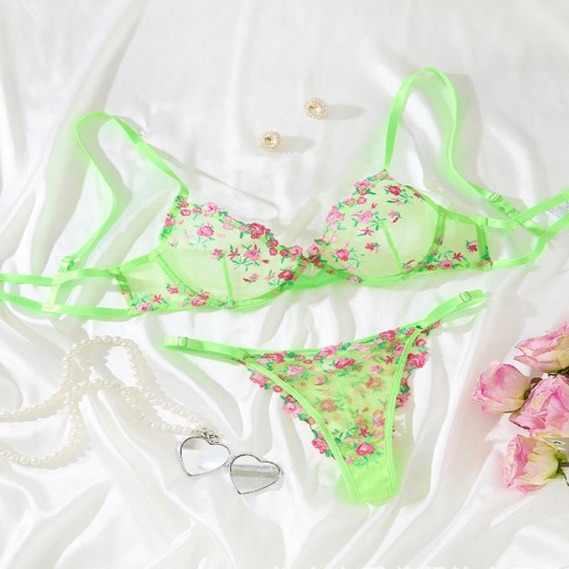 Ultra-thin Sexy Lace Embroidery Bra Panty Set