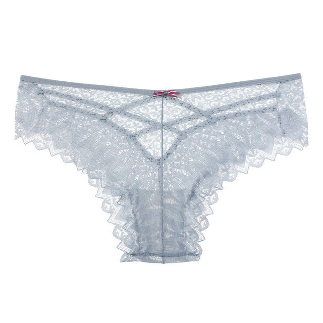 Bowknot Decor Crochet Lace Criss Cross Panty