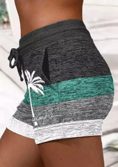 Live Simple Coconut Tree Color Block Shorts