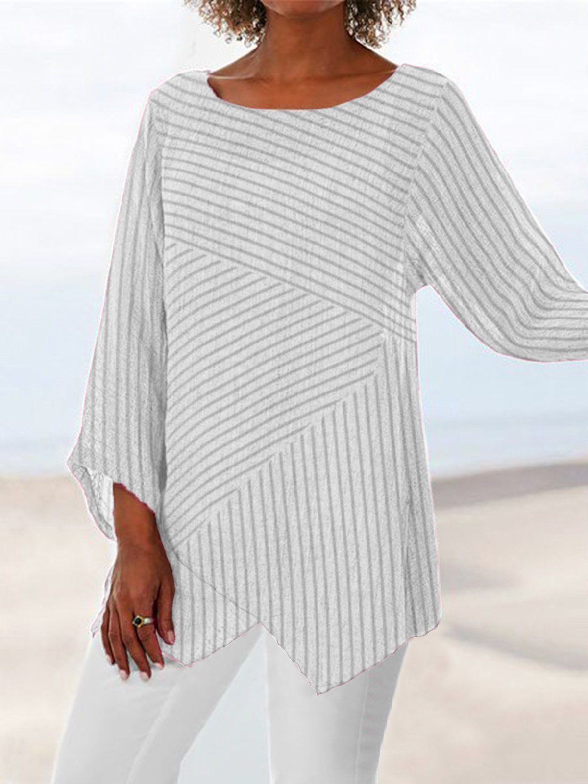 Crew Neck Long Sleeve Paneled Holiday Shirts