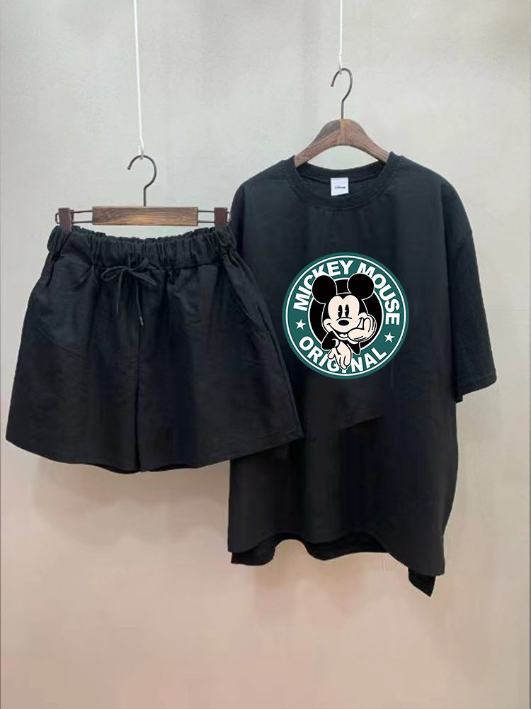 Cute And Fashionable T-Shirt And Wide-Leg Pants Two-Piece Suit