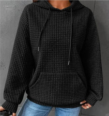 Solid Color Printed Long Sleeve Hooded Casual Pullover