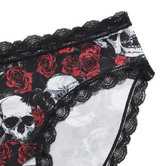 Lace Stitching Ice Silk Thin Halloween Print Briefs