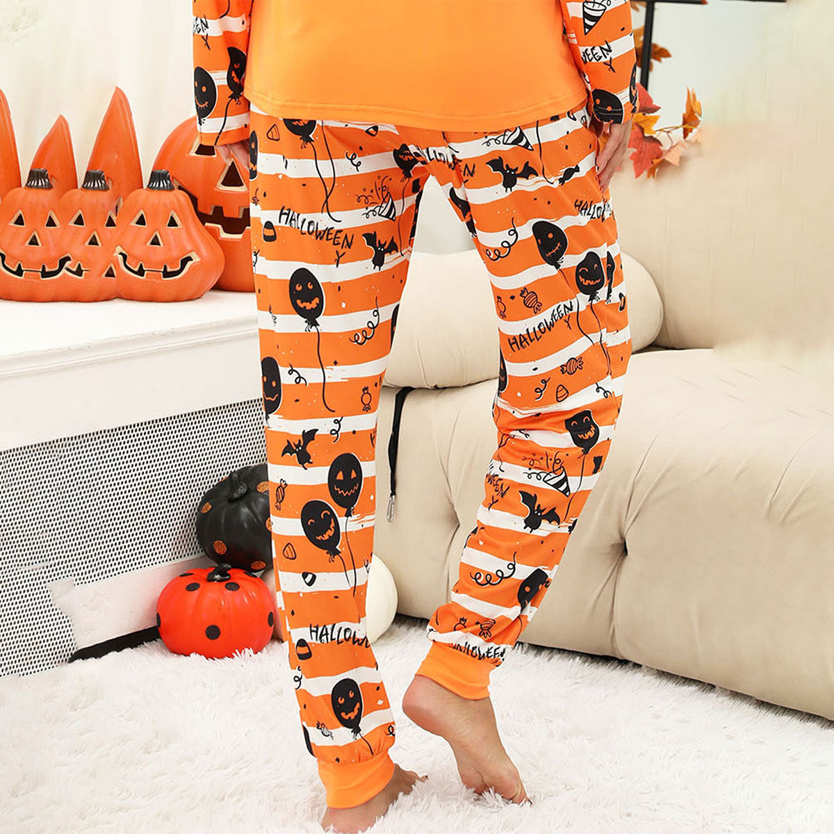 Halloween Women's Printed Autumn And Winter Long-Sleeved Trousers Home Wear Suit