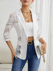 Solid Color Fashionable Lace Patchwork Small Suit Jacket
