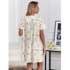 Small Flower Print Short-Sleeved Loose-Fitting Home Pajamas Can Be Worn Outside