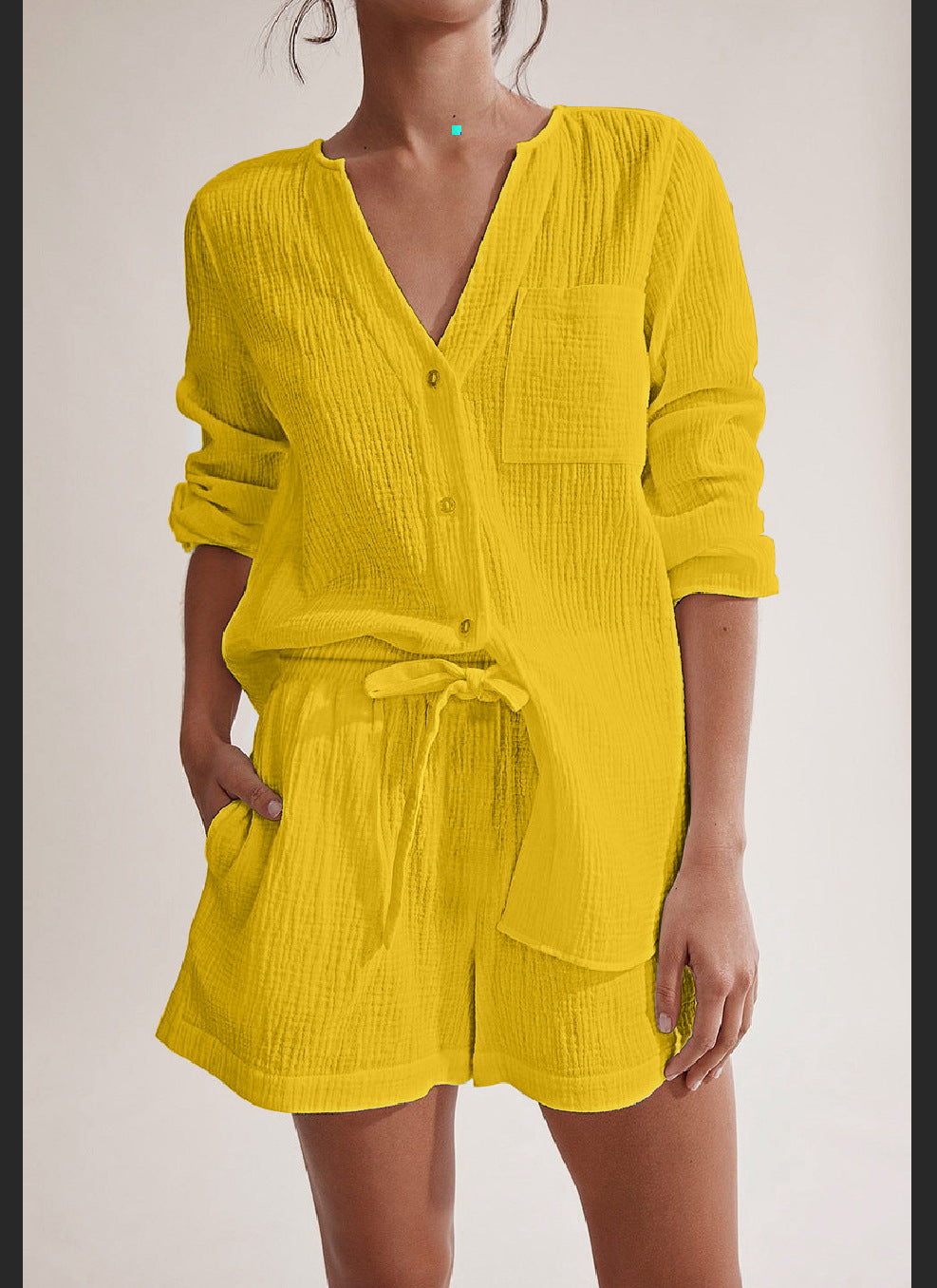 Solid Color Double Layer Gauze Cotton Fashion Suit