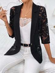 Solid Color Fashionable Lace Patchwork Small Suit Jacket