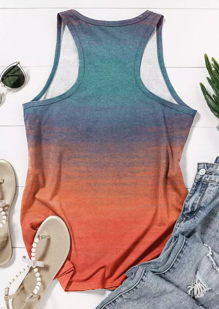 Beach Heartbeat Coconut Tree Gradient Racerback Tank