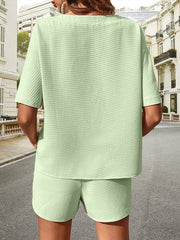 Solid Color Short-Sleeved Shorts Bat Shirt Fashionable Two-Piece Set