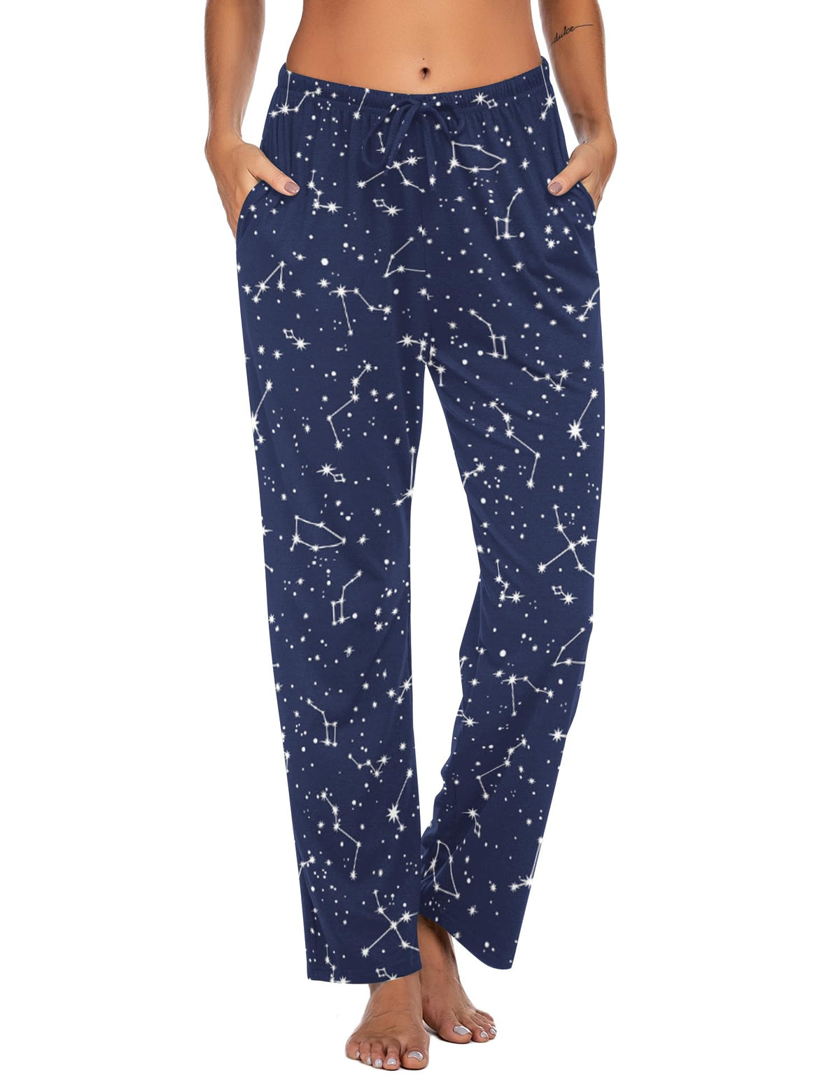Star Print Comfort Stretch Pajama Pants with Pockets