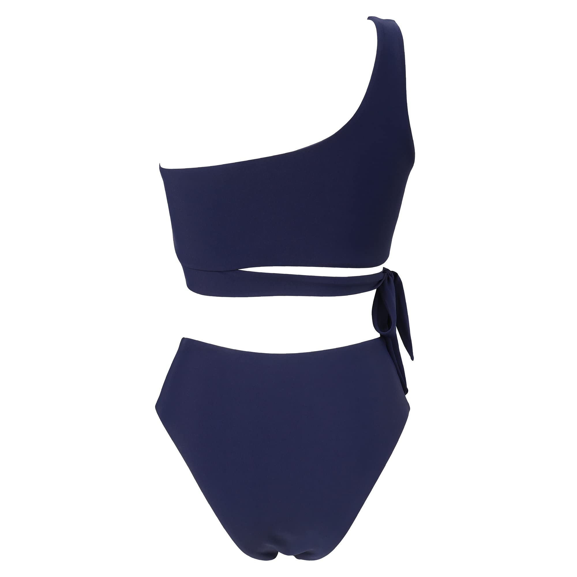 One Shoulder High Waisted Bikini Tie High Cut Two Piece Swimsuits