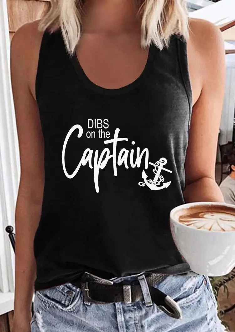 Dibs On The Captain Anchor Racerback Tank - Black