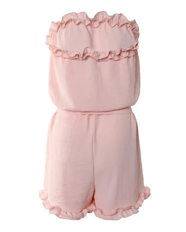 Pastel Frill Hem Backless Bandeau Romper