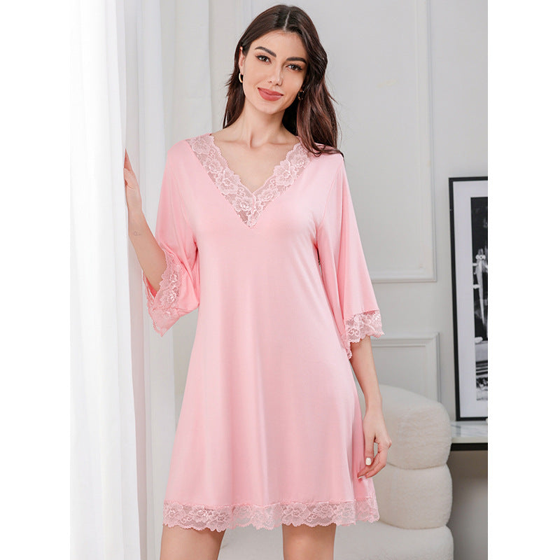 Lace Sexy V-neck Homewear Nightdress