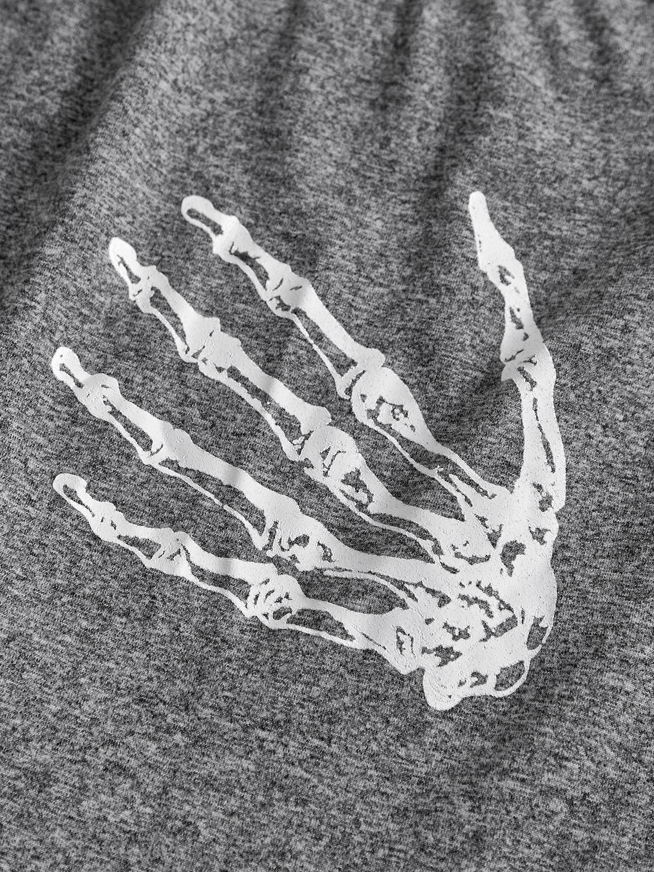 Halloween Skeleton Hand Boyshort Panties - Gray