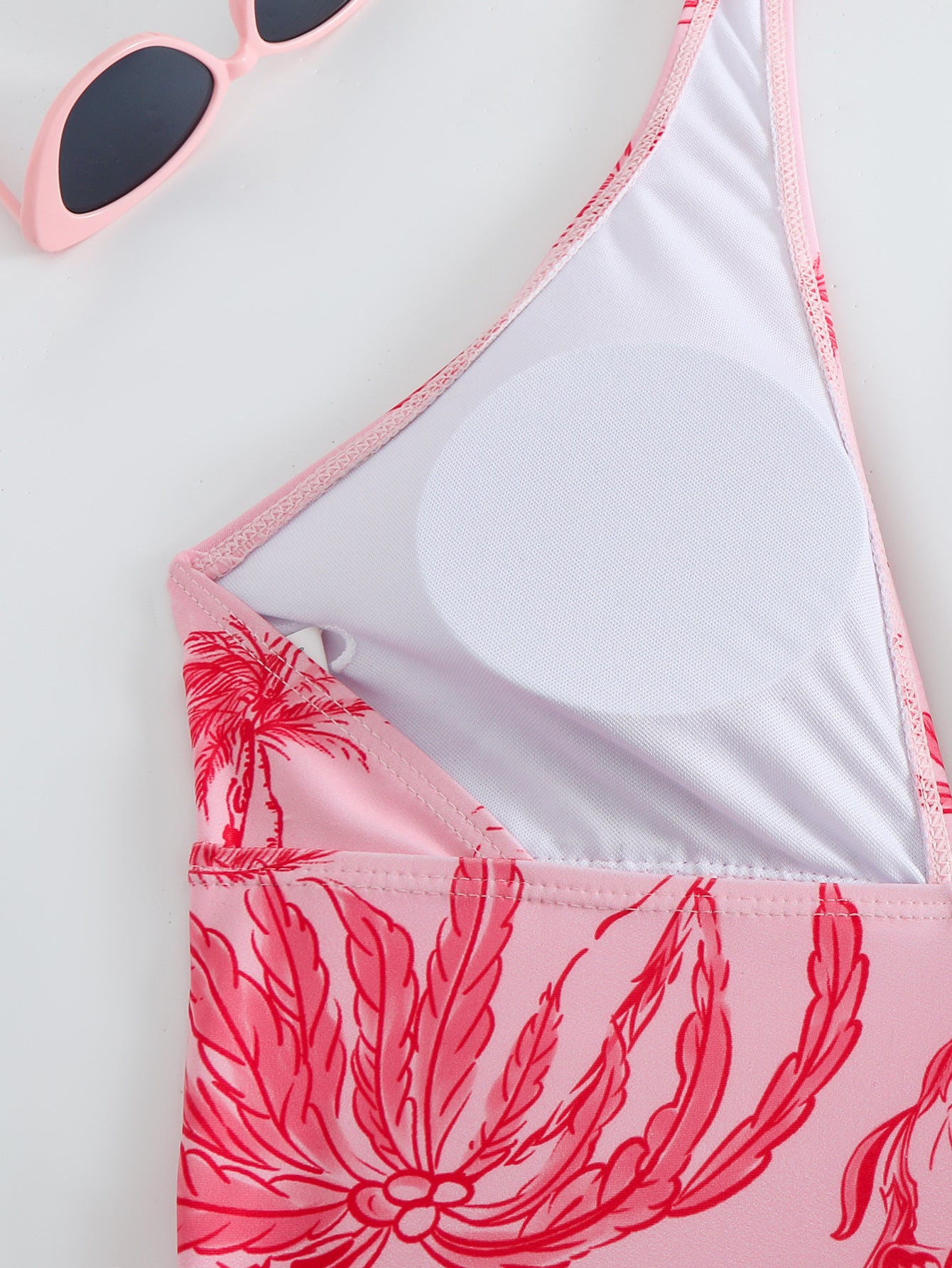 Coconut Tree Print Sexy V-Neck Holiday One-Piece Swimsuit
