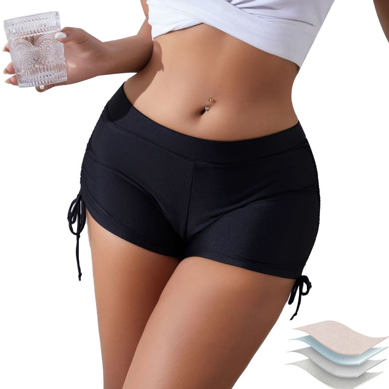 Wrinkled Fashion Hip-wrapped Slim Fit Swim Trunks