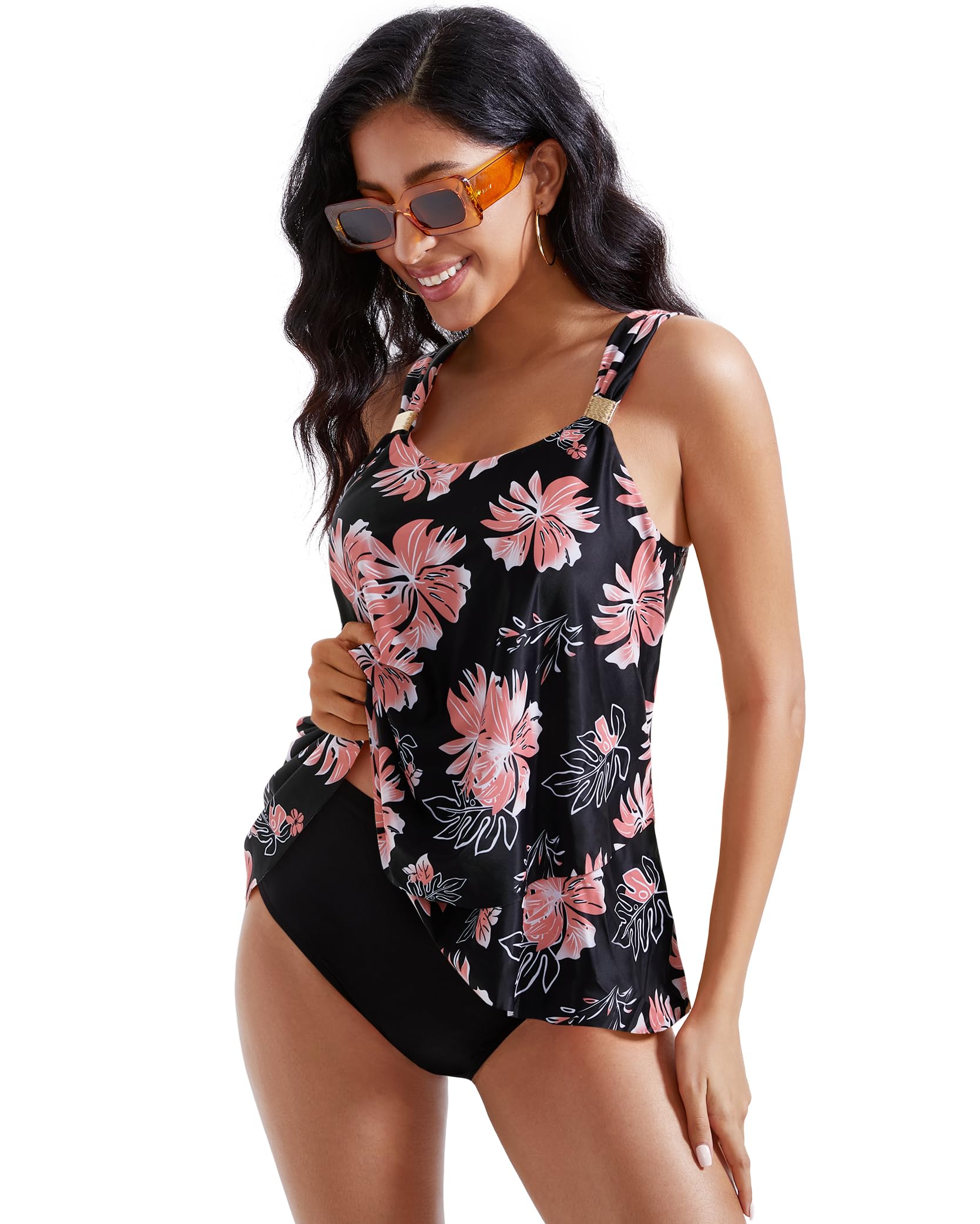 Ruffle High Waisted Swimsuit Tummy Control Tankini Set