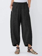 WOMEN'S POCKETS STRIPED CASUAL CAPRI PANTS